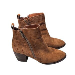 Lucky Brand | Brown Leather Ankle Boots Booties Heeled
